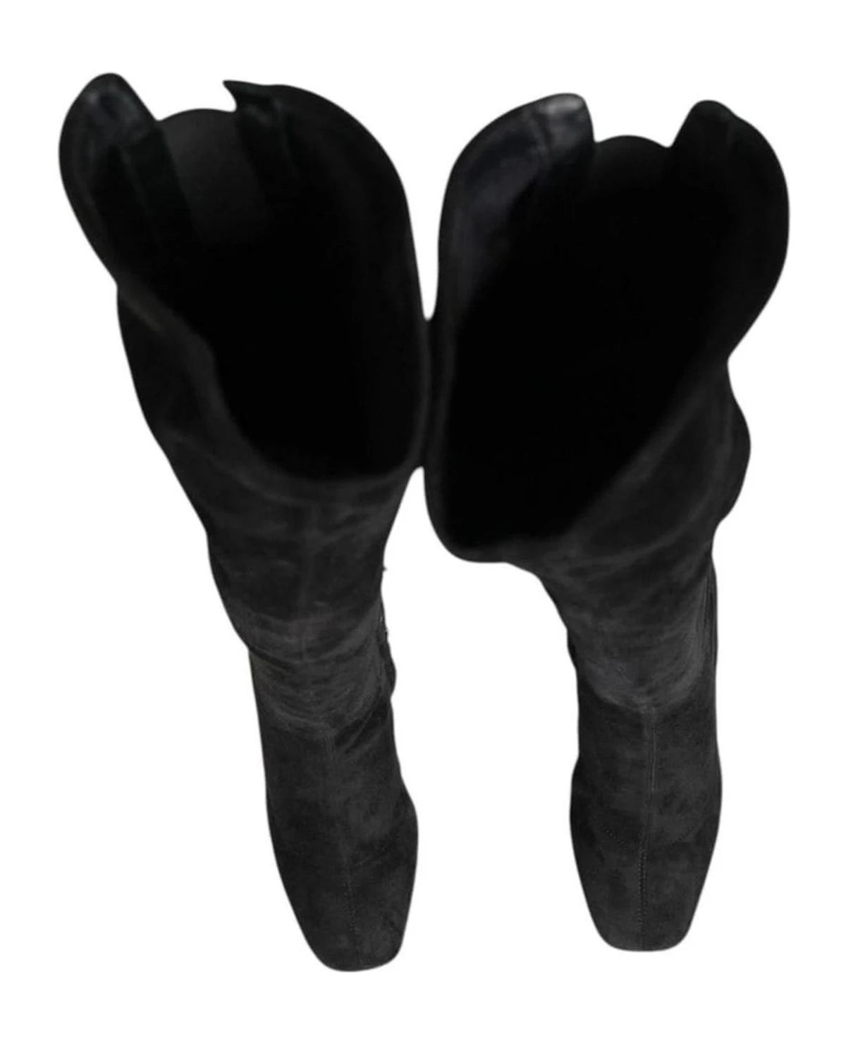 Dolce & Gabbana Black Suede Leather Knee High Boots Shoes Boots