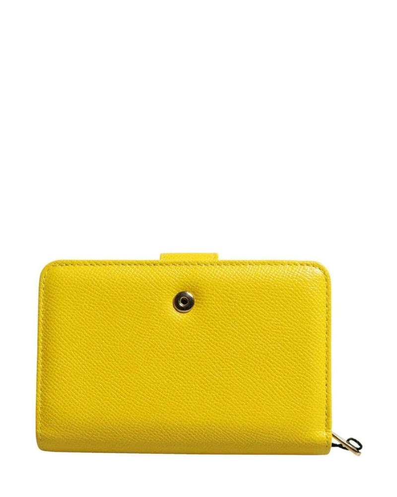 Dolce & Gabbana Yellow Leather Bifold Continental Clutch Wallet Wallets