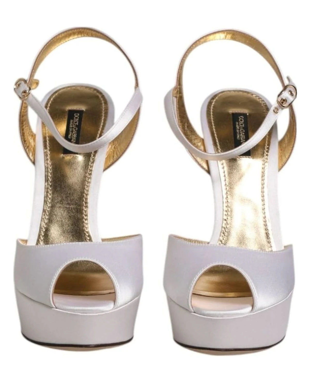 Dolce & Gabbana White Satin Platform Heels Sandals Shoes Heels