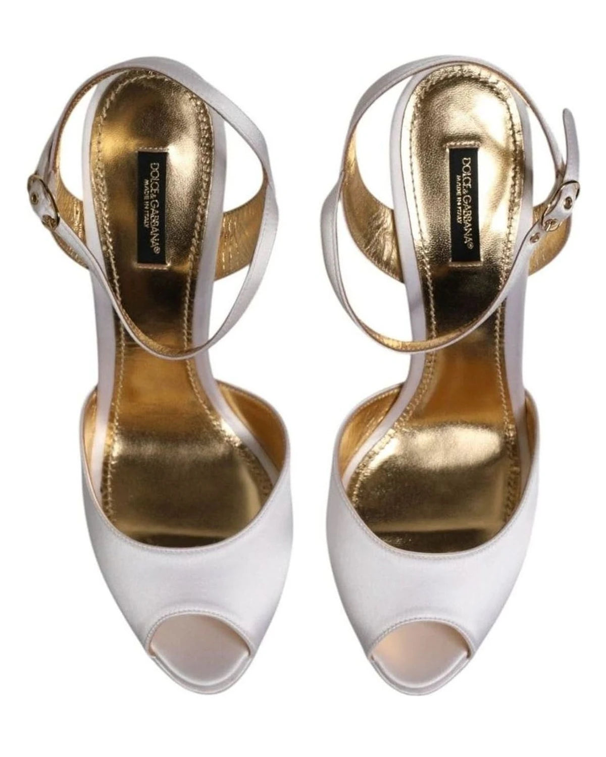 Dolce & Gabbana White Satin Platform Heels Sandals Shoes Heels