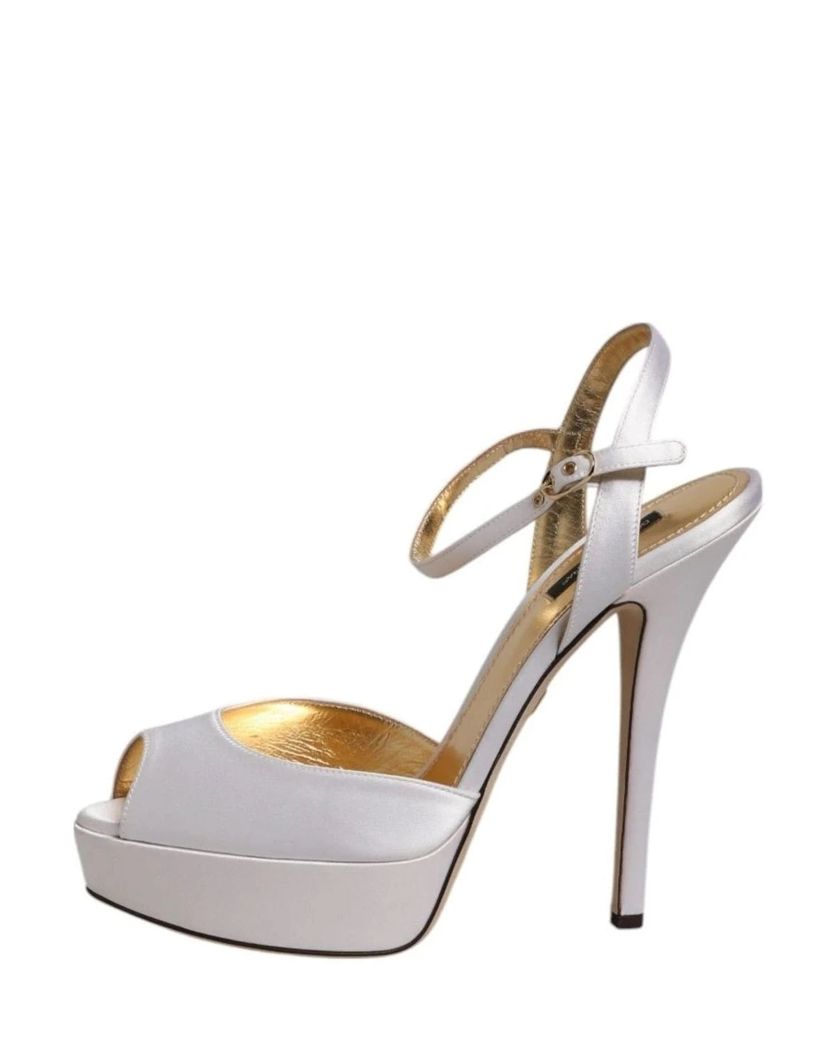 Dolce & Gabbana White Satin Platform Heels Sandals Shoes Heels