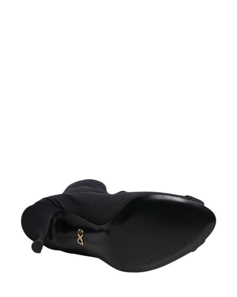 Dolce & Gabbana Black Lace Stiletto Heels Up Boots Shoes Boots