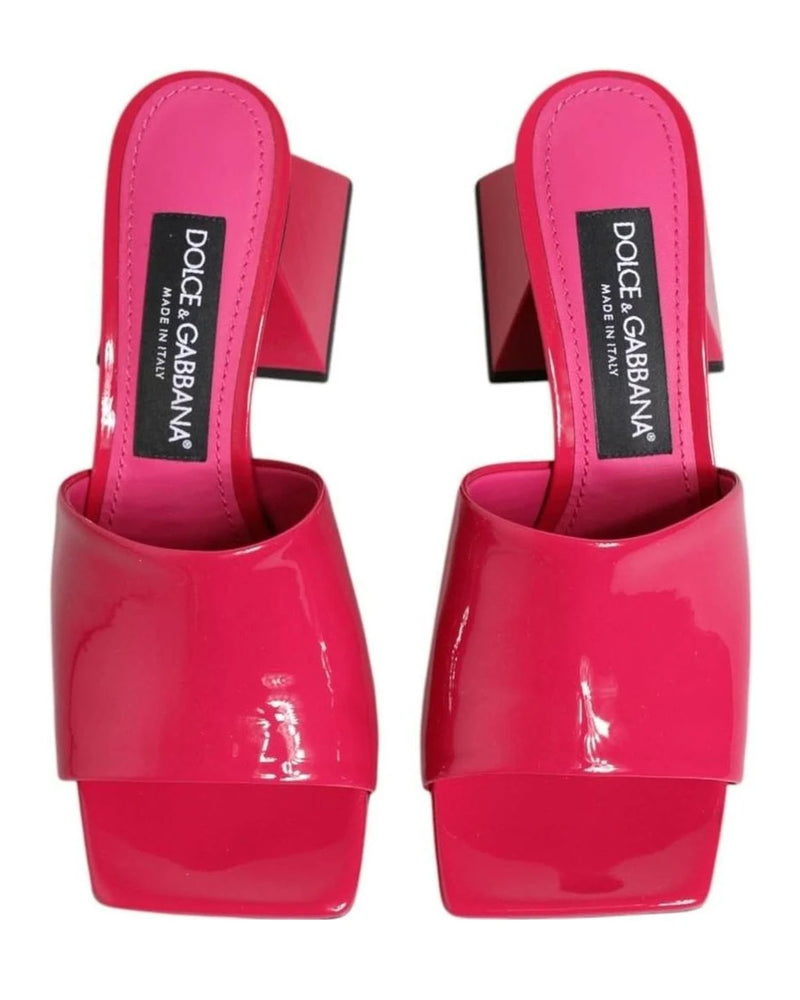 Dolce & Gabbana Pink Open Toe Block Heel Mules Sandals Shoes Heels