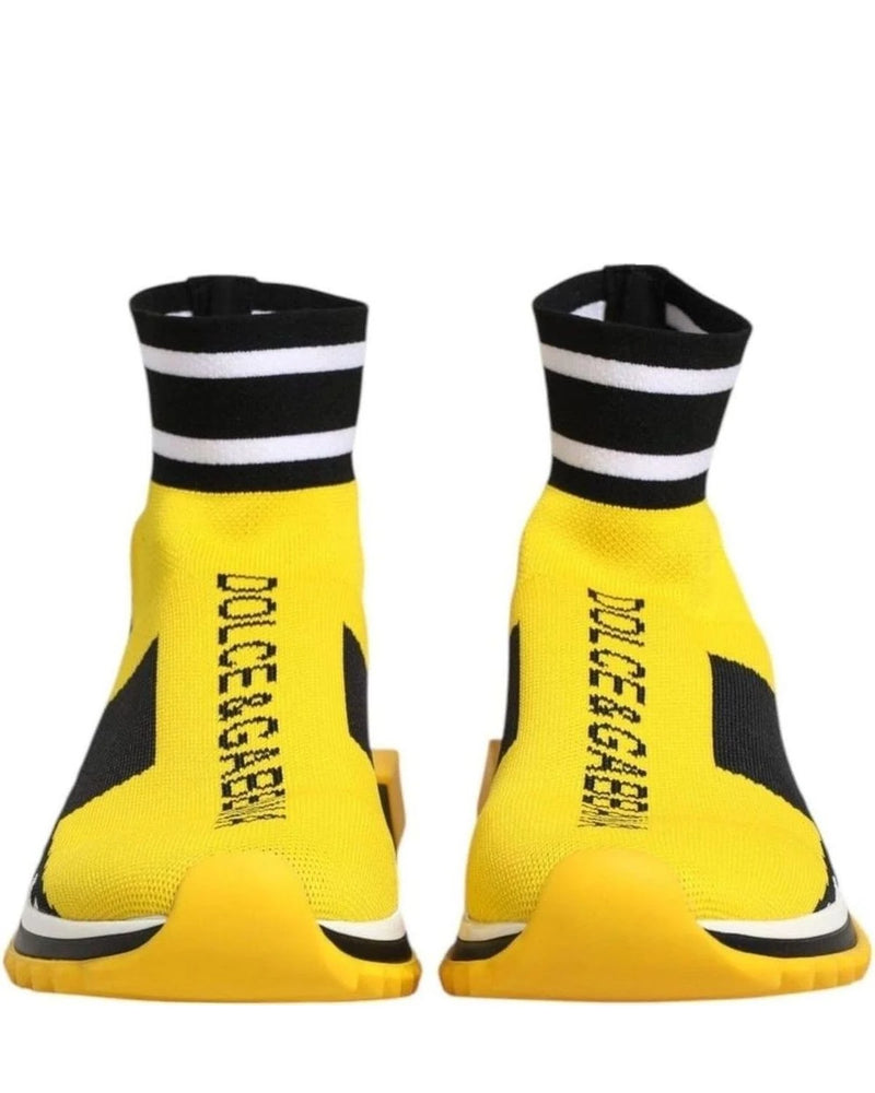 Dolce & Gabbana Black Yellow Sorrento Socks Sneakers Shoes Sneakers