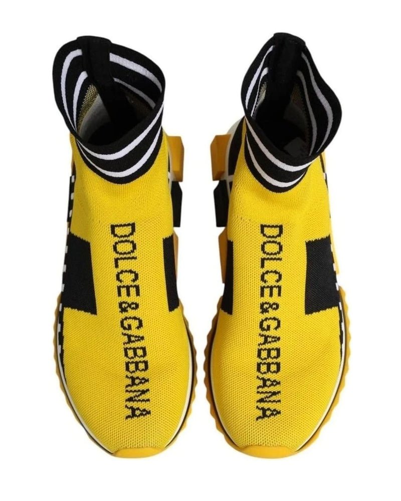 Dolce & Gabbana Black Yellow Sorrento Socks Sneakers Shoes Sneakers