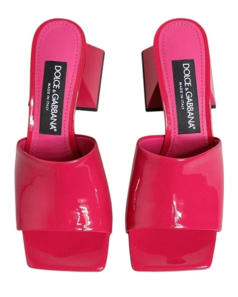 Dolce & Gabbana Pink Open Toe Block Heel Mules Sandals Shoes Heels
