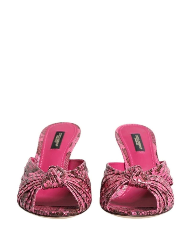 Dolce & Gabbana Pink Leather Heels Slides Sandals Shoes Heels
