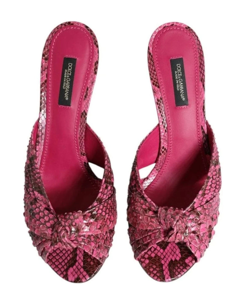 Dolce & Gabbana Pink Leather Heels Slides Sandals Shoes Heels