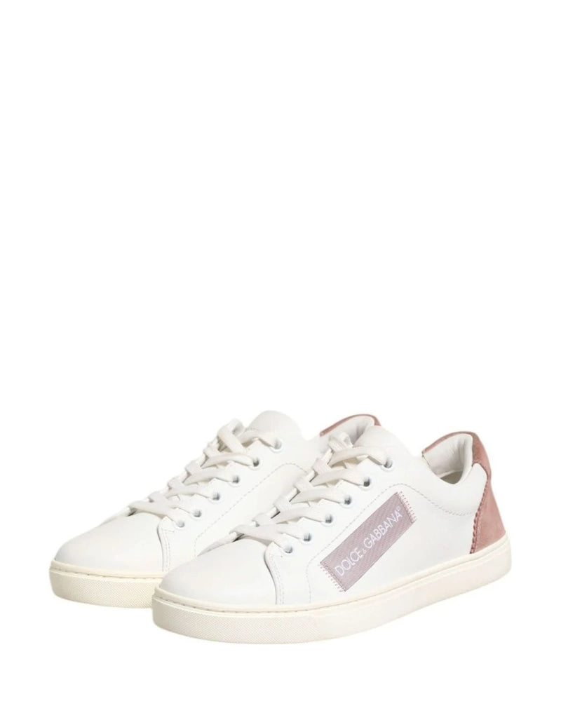 Dolce & Gabbana White Leather Low Top Sneakers Shoes Sneakers