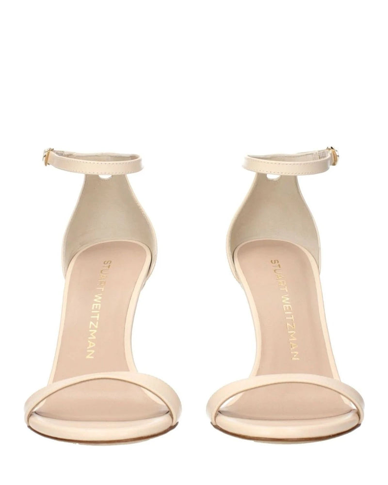 Stuart Weitzman Beige Leather Stiletto Heels Sandals Heels