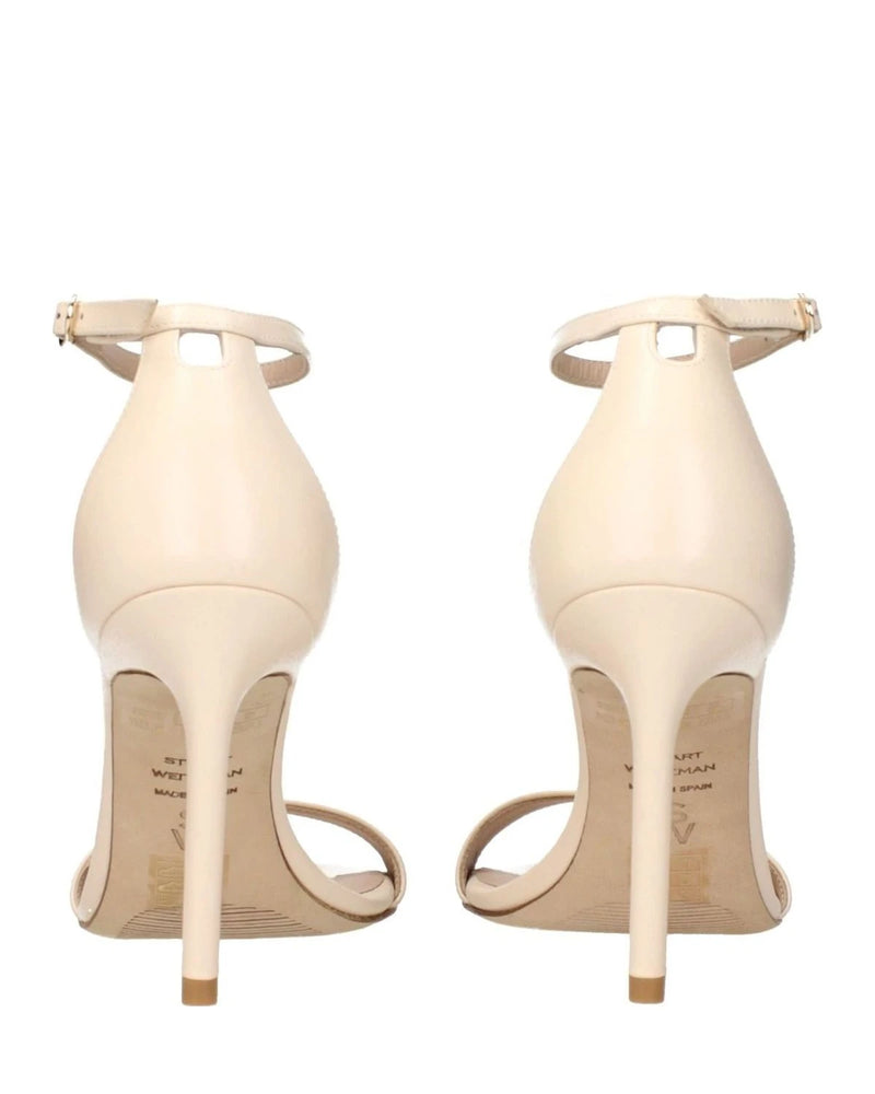 Stuart Weitzman Beige Leather Stiletto Heels Sandals Heels