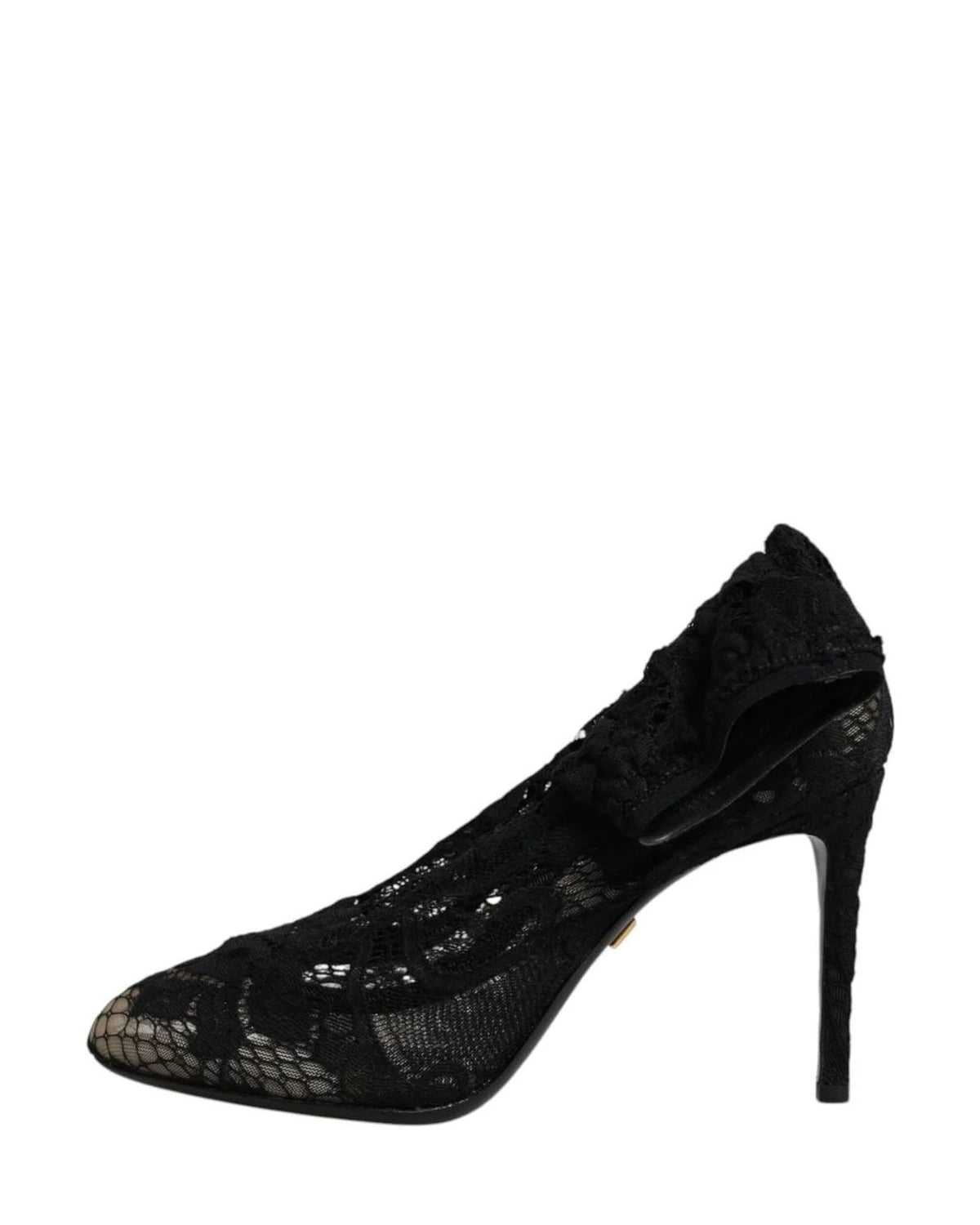 Dolce & Gabbana Black Lace Stretch Heels Mid Calf Boots Shoes Boots