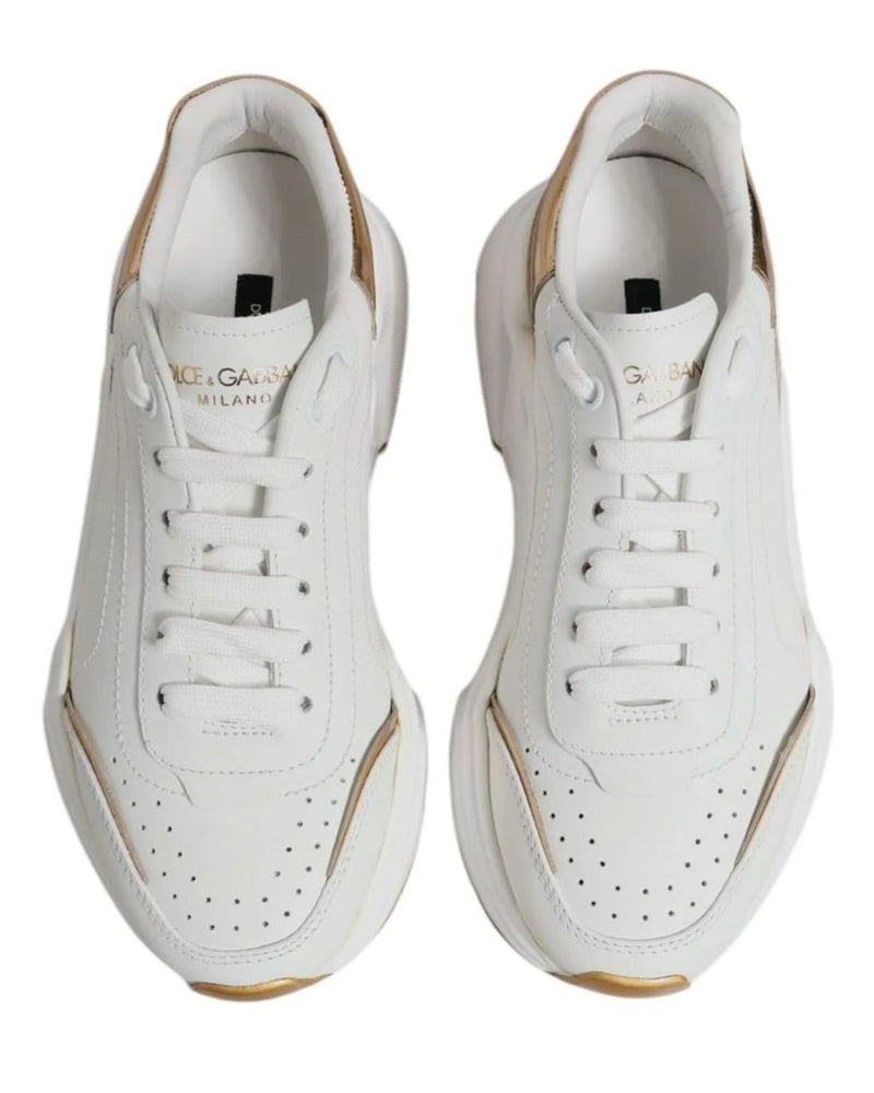 Dolce & Gabbana White Gold Daymaster Low Top Sneakers Shoes Sneakers