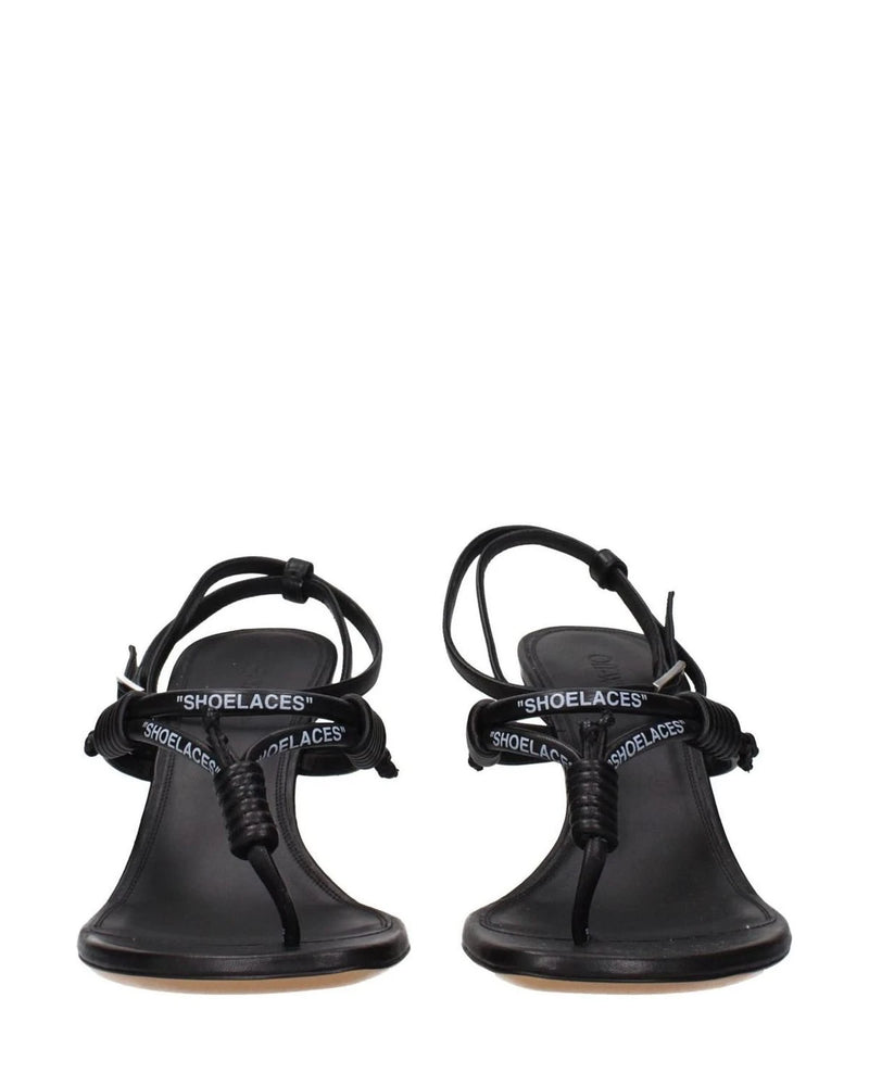 Off- Leather White Flip-flop Sandals Heels