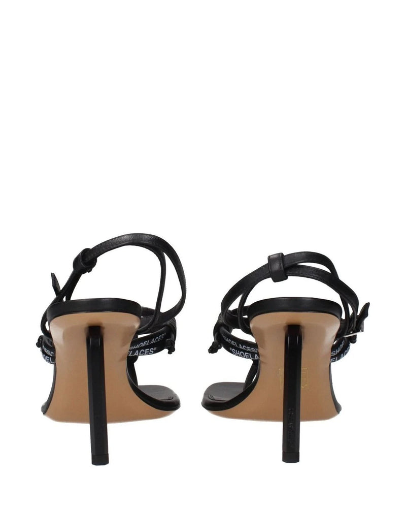 Off- Leather White Flip-flop Sandals Heels
