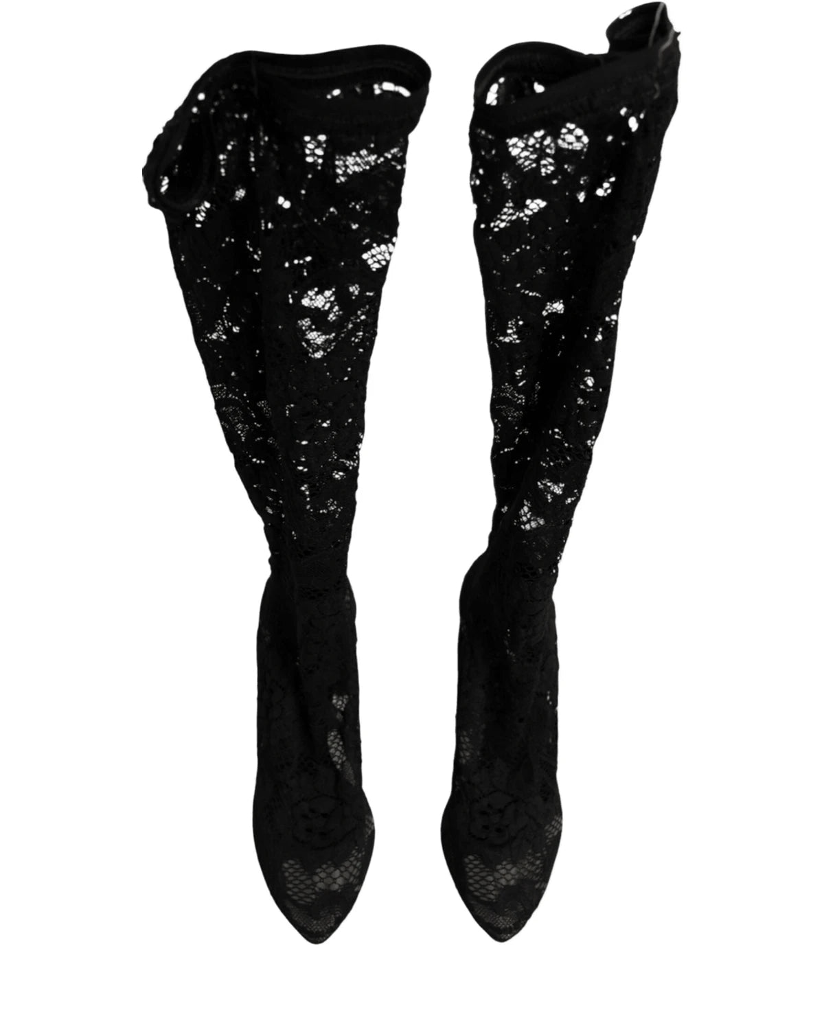 Dolce & Gabbana Black Lace Pumps Taormina Socks Boots Shoes Boots