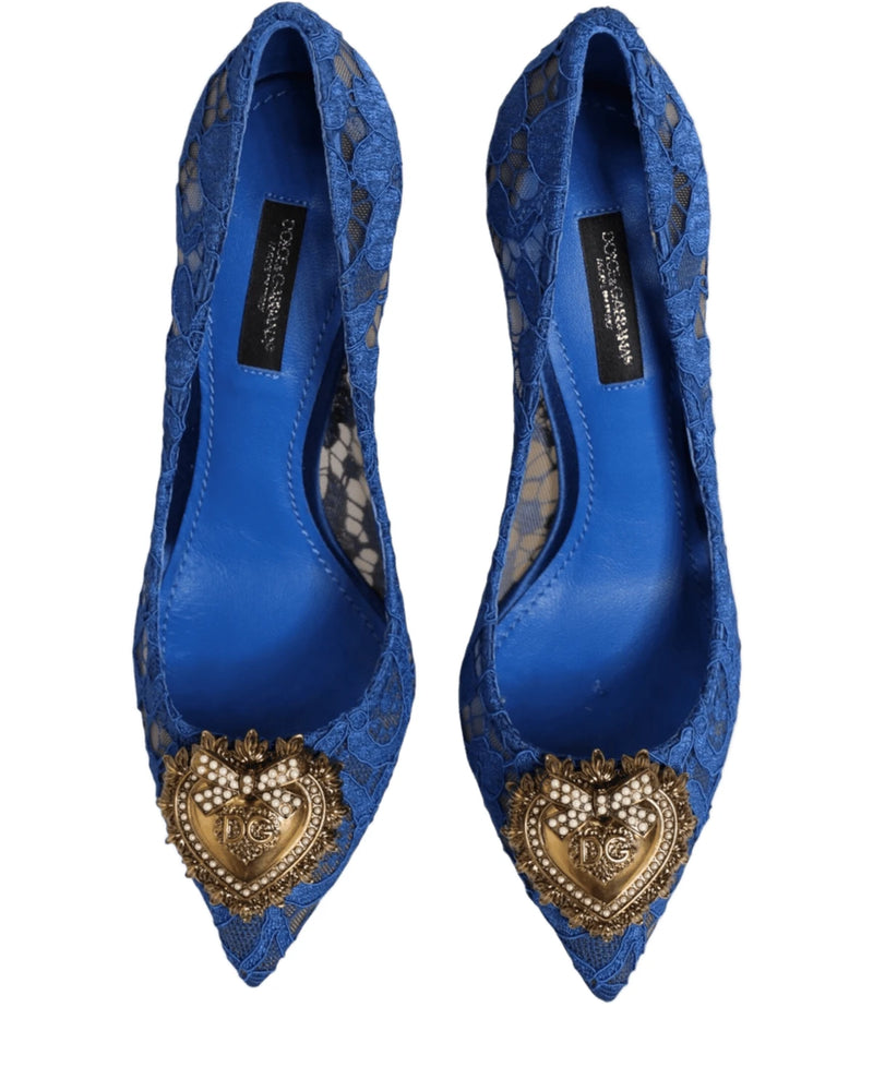 Dolce & Gabbana Blue Lace Taormina Devotion Pumps Shoes Heels