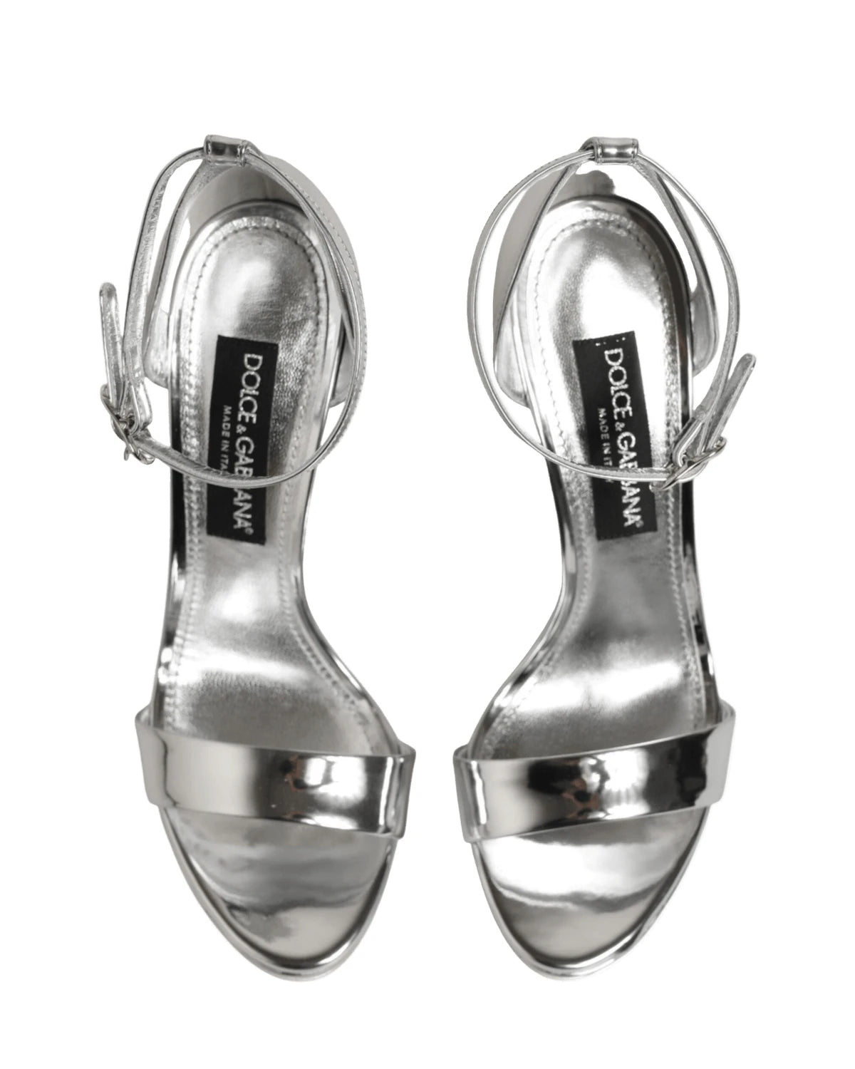 Dolce & Gabbana Silver Leather Platform Keira Sandals Shoes Heels