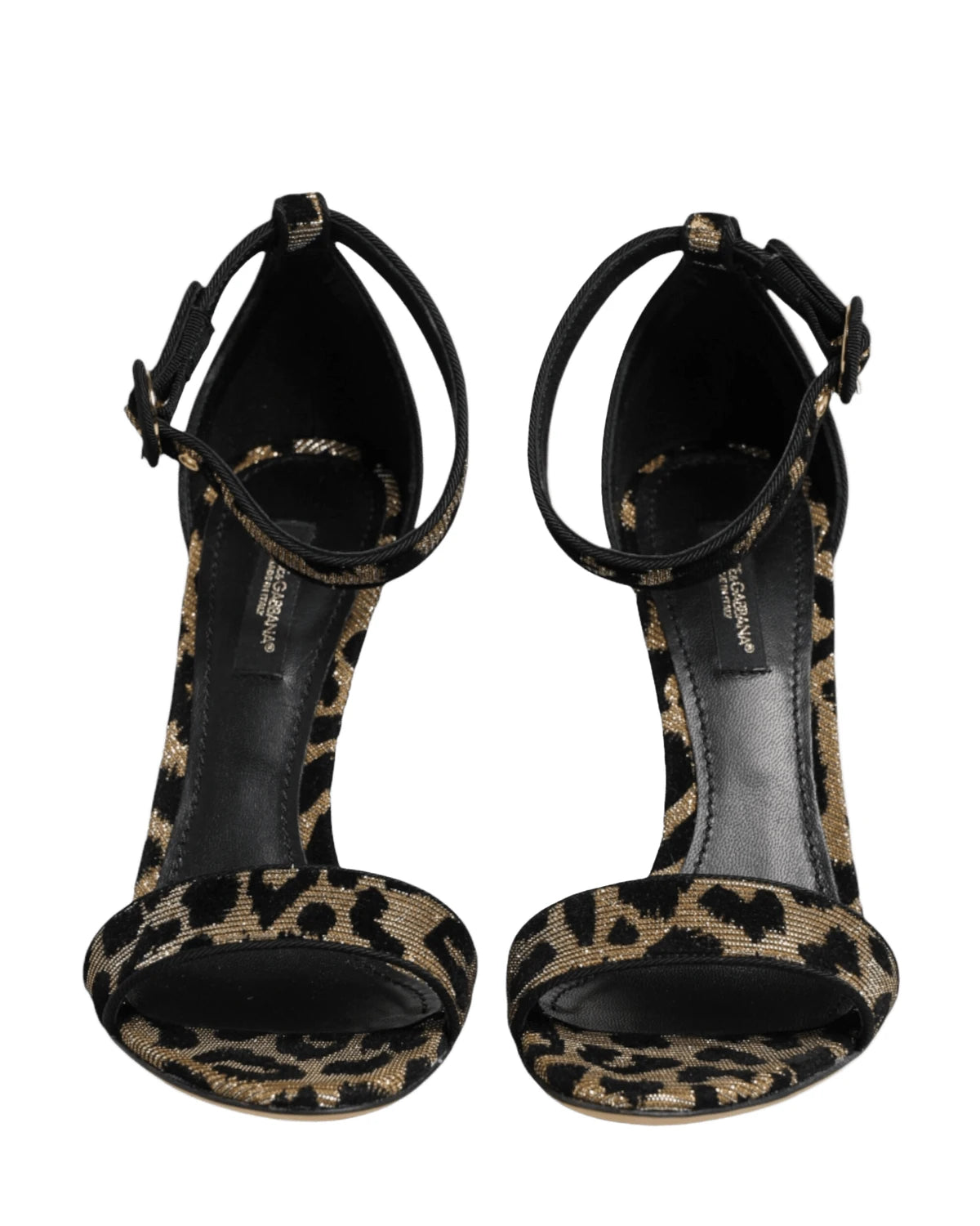 Dolce & Gabbana Gold Leopard Ankle Strap Heels Sandals Shoes Heels