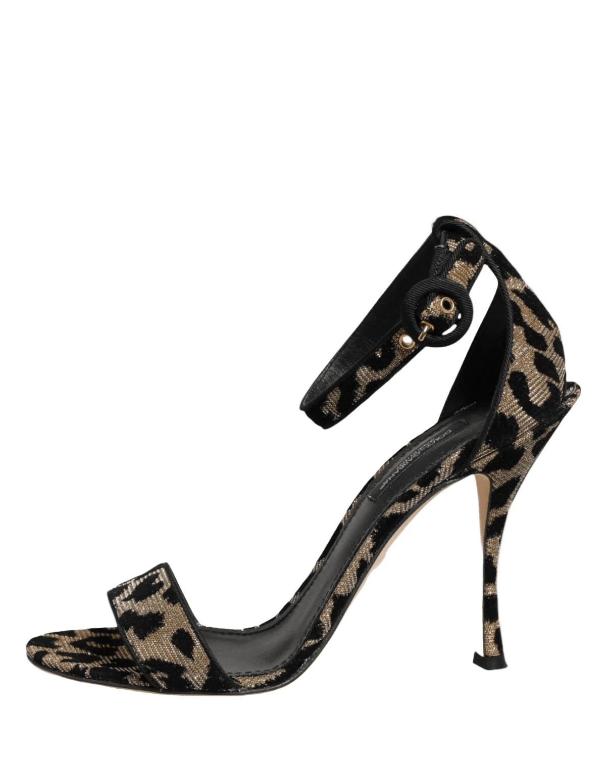 Dolce & Gabbana Gold Leopard Ankle Strap Heels Sandals Shoes Heels