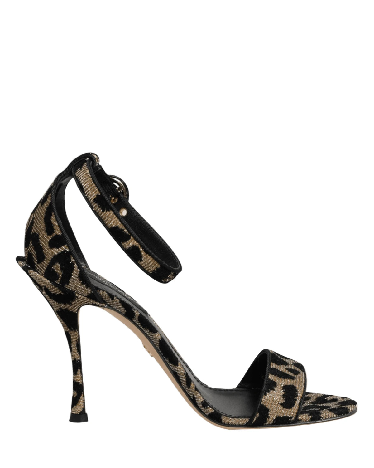 Dolce & Gabbana Gold Leopard Ankle Strap Heels Sandals Shoes Heels