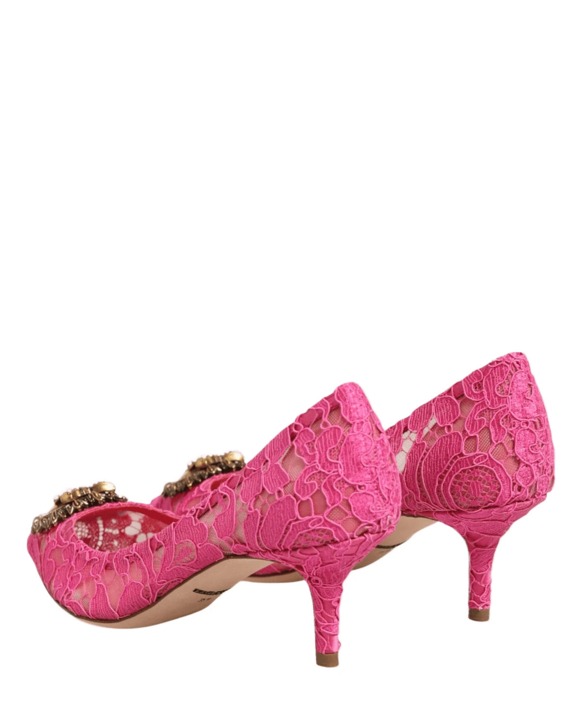 Dolce & Gabbana Pink Lace Taormina Devotion Pumps Shoes Heels