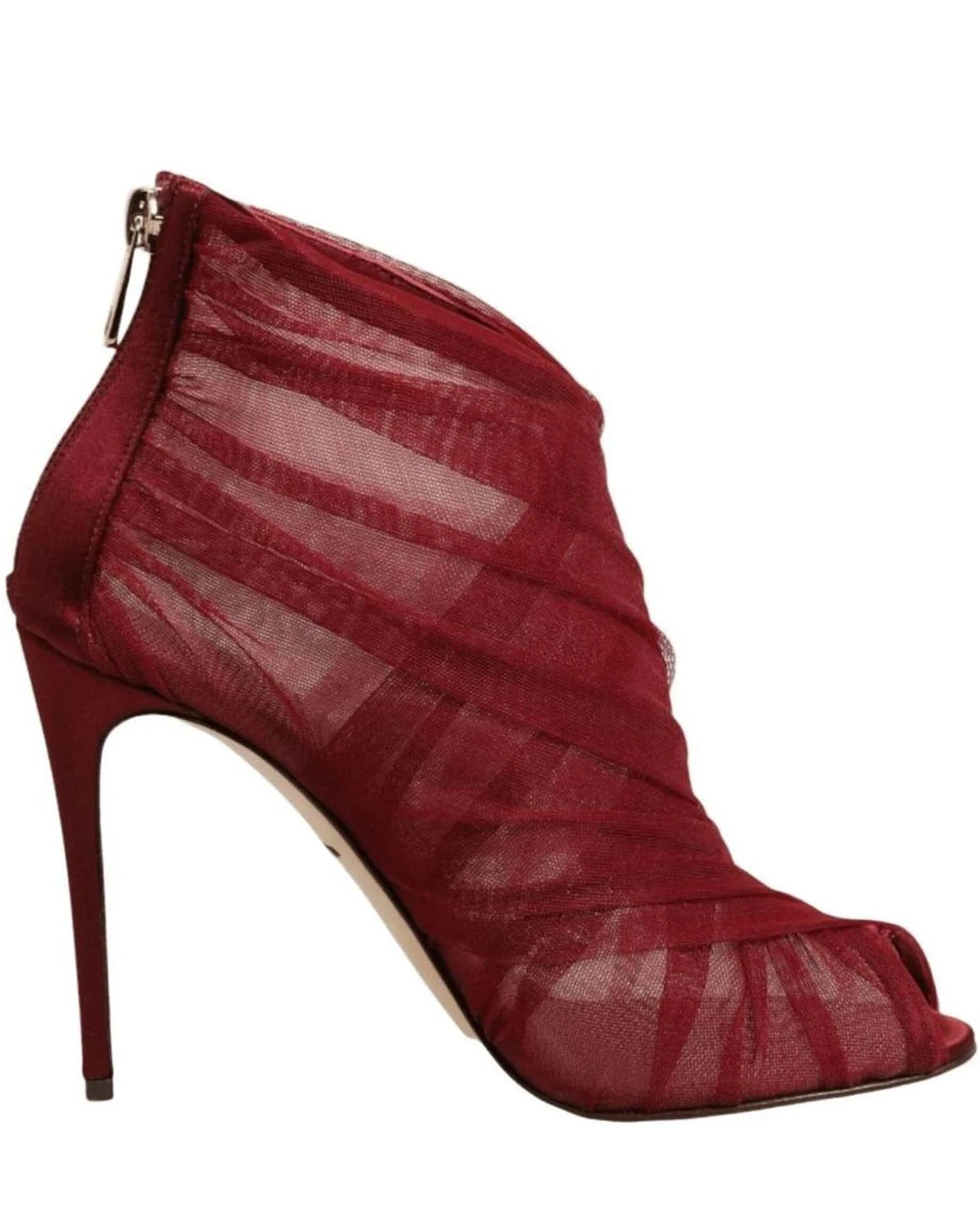 Dolce & Gabbana Red Tulle Ankle Boots Stiletto Heels Shoes Boots