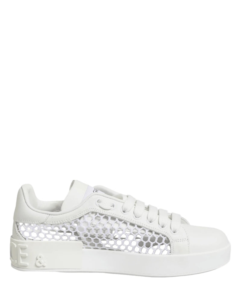 Dolce & Gabbana White Mesh Inserts Low Top Sneakers Shoes Sneakers