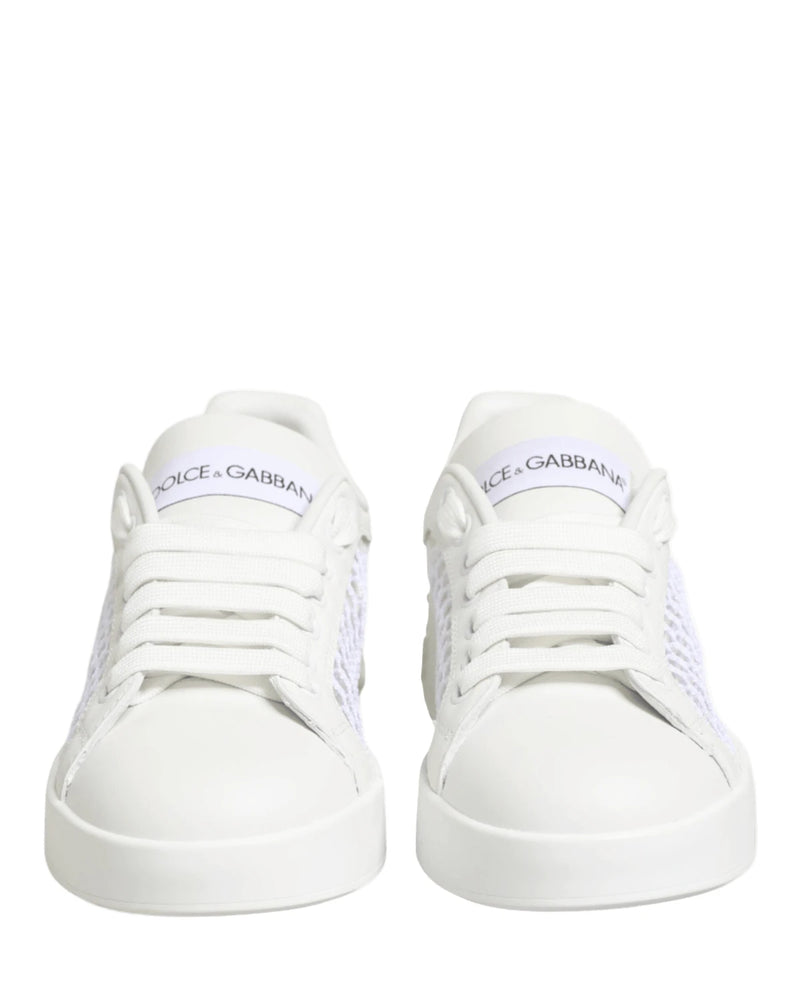 Dolce & Gabbana White Mesh Inserts Low Top Sneakers Shoes Sneakers