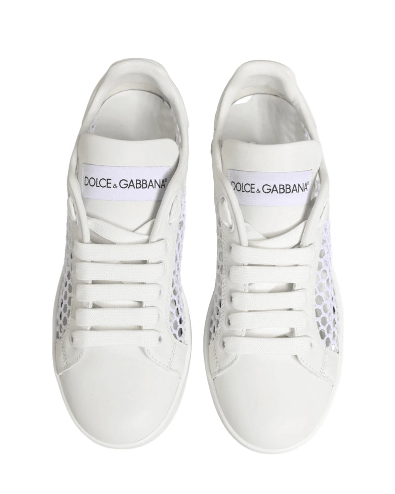 Dolce & Gabbana White Mesh Inserts Low Top Sneakers Shoes Sneakers