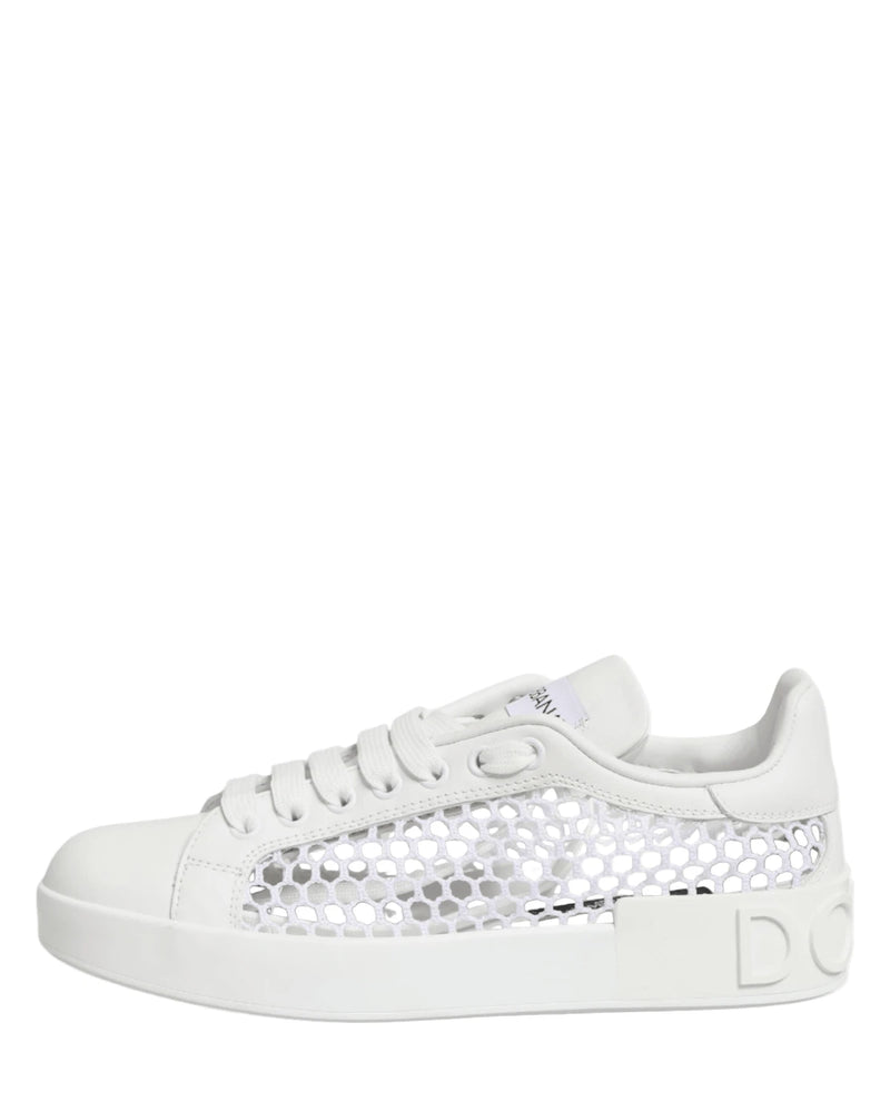 Dolce & Gabbana White Mesh Inserts Low Top Sneakers Shoes Sneakers