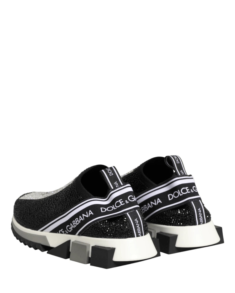 Dolce & Gabbana Black Silver Slip On Sorrento Sneakers Shoes Sneakers
