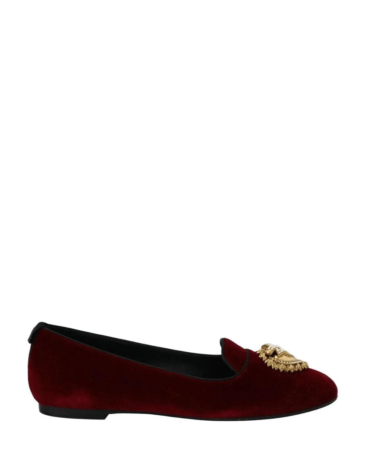 Dolce & Gabbana Burgundy Cotton Flat Flats