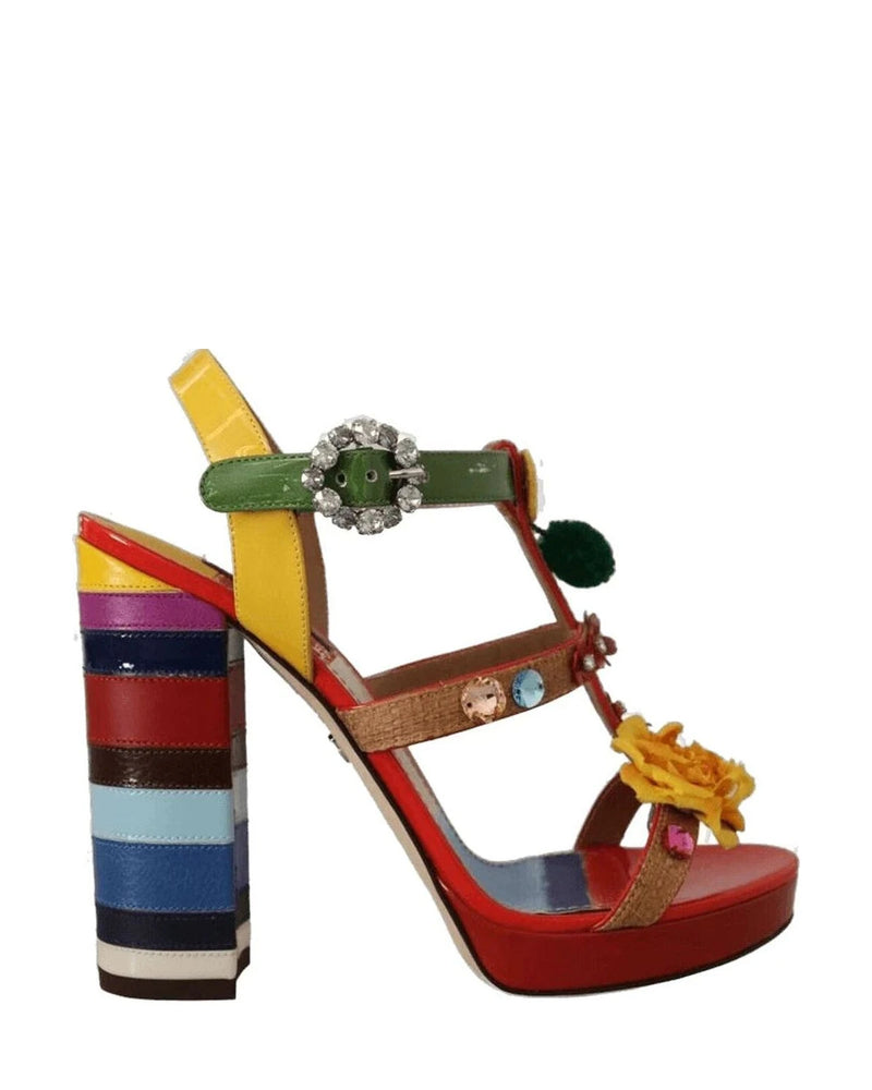 Dolce & Gabbana Multicolor Cotton Sandals Heels