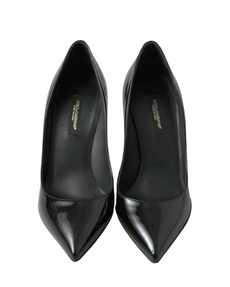 Dolce & Gabbana Black Leather Patent High Heels Pumps Shoes Heels