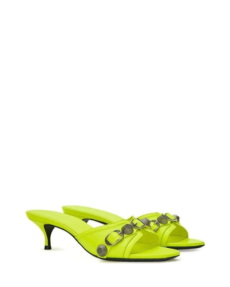 Balenciaga Green Leather Mules Flats