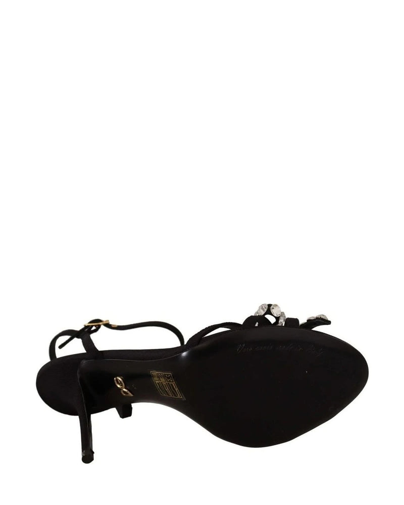 Dolce & Gabbana Black Crystals Ankle Strap Heels Heels