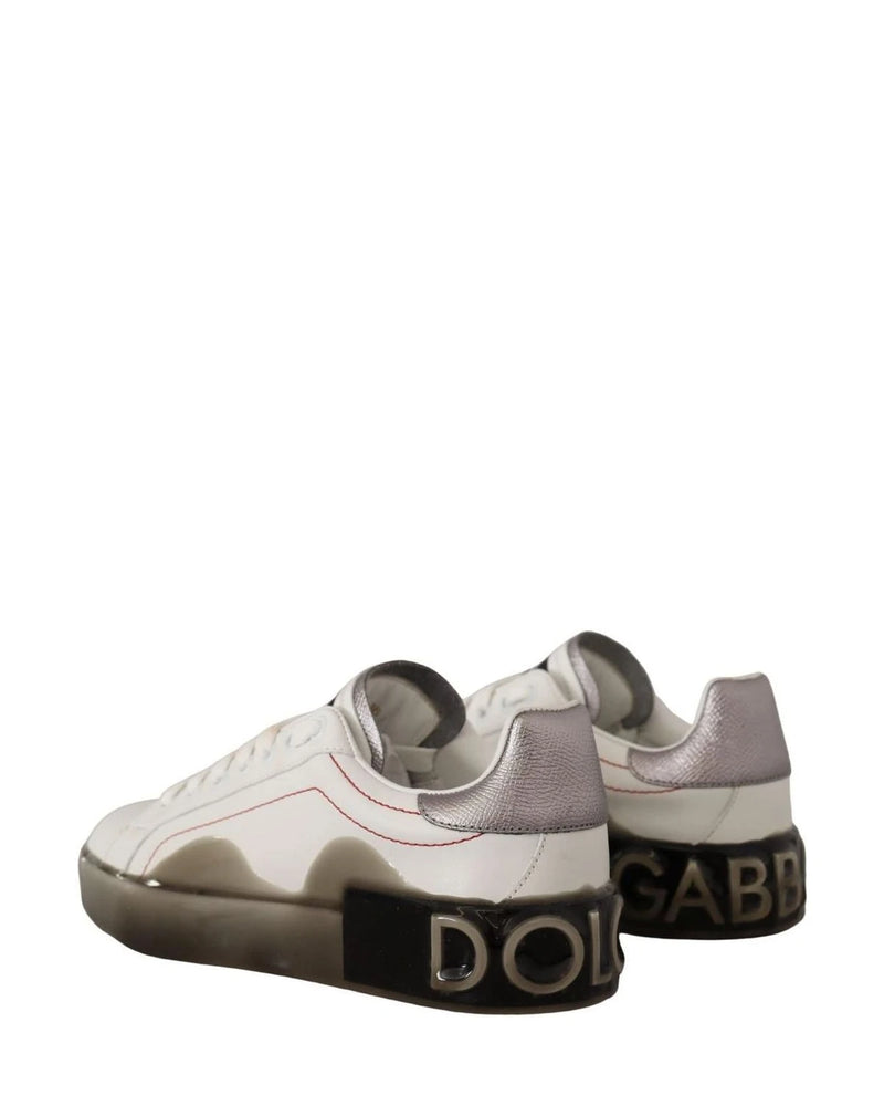 Dolce & Gabbana White Leather Logo Portofino Sneakers Sneakers