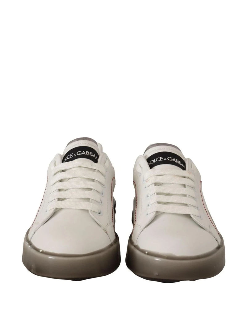 Dolce & Gabbana White Leather Logo Portofino Sneakers Sneakers