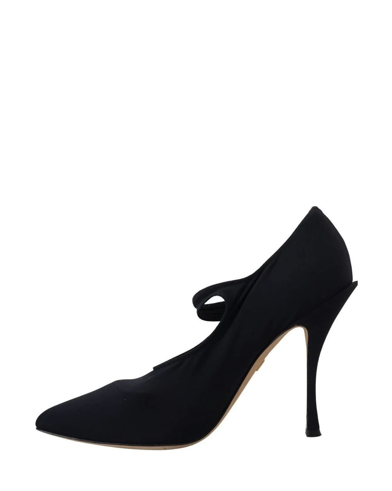 Dolce & Gabbana Black Socks Stretch Crystal Pumps Heels