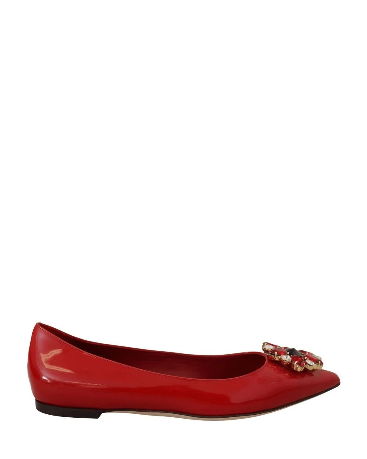 Dolce & Gabbana Red Leather Crystals Loafers Flats