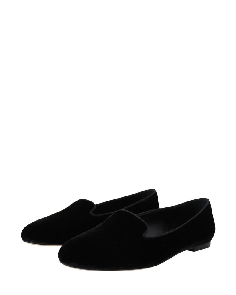 Dolce & Gabbana Black Velvet Slip Ons Loafers Flats