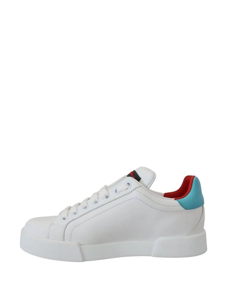 Dolce & Gabbana White Leather Sneaker Portofino Logo Heart Shoes Sneakers