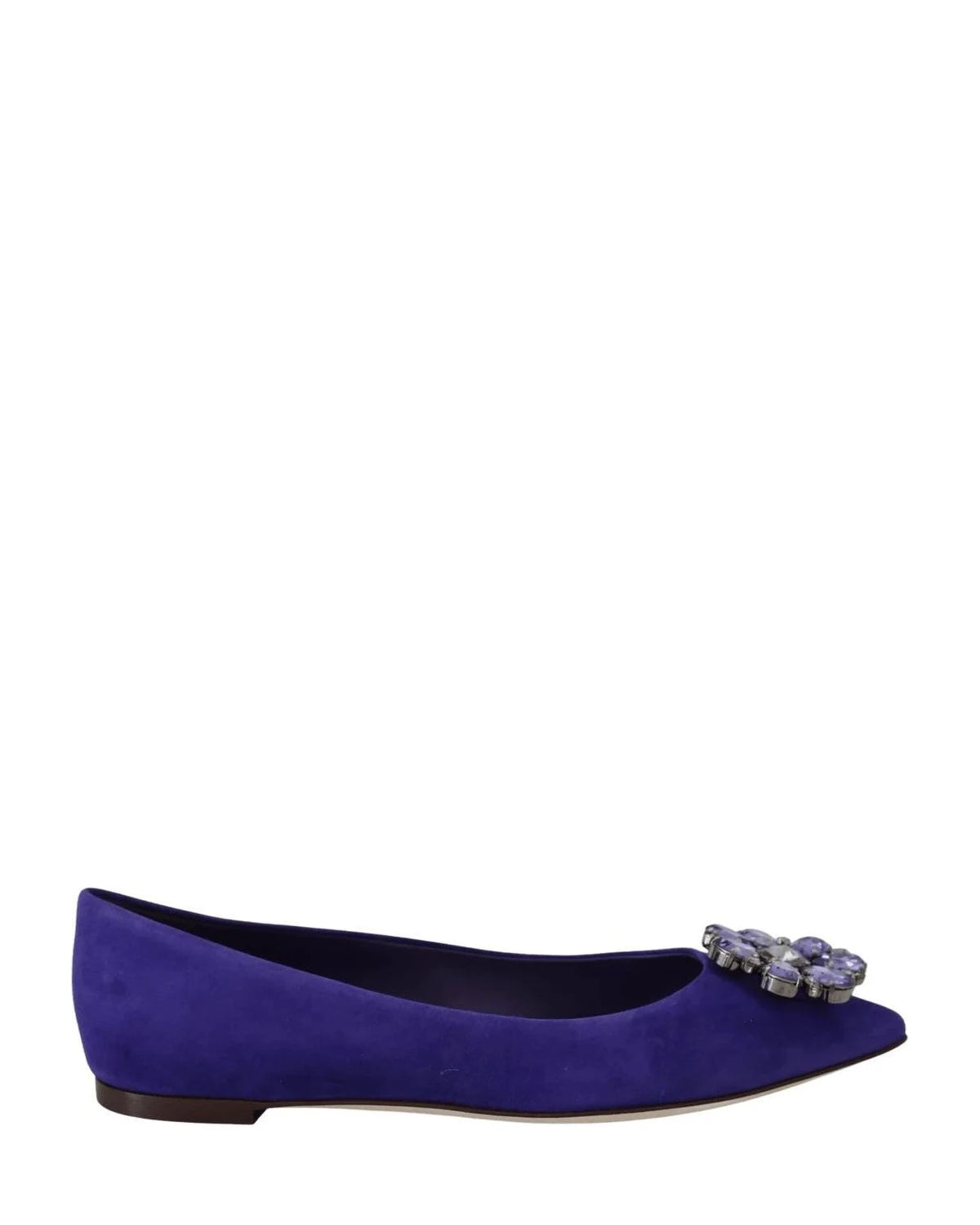 Dolce & Gabbana Purple Suede Crystals Loafers Flats