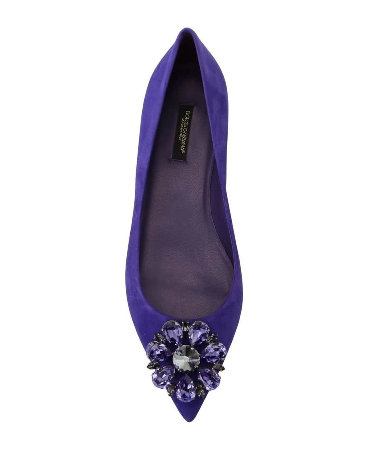 Dolce & Gabbana Purple Suede Crystals Loafers Flats