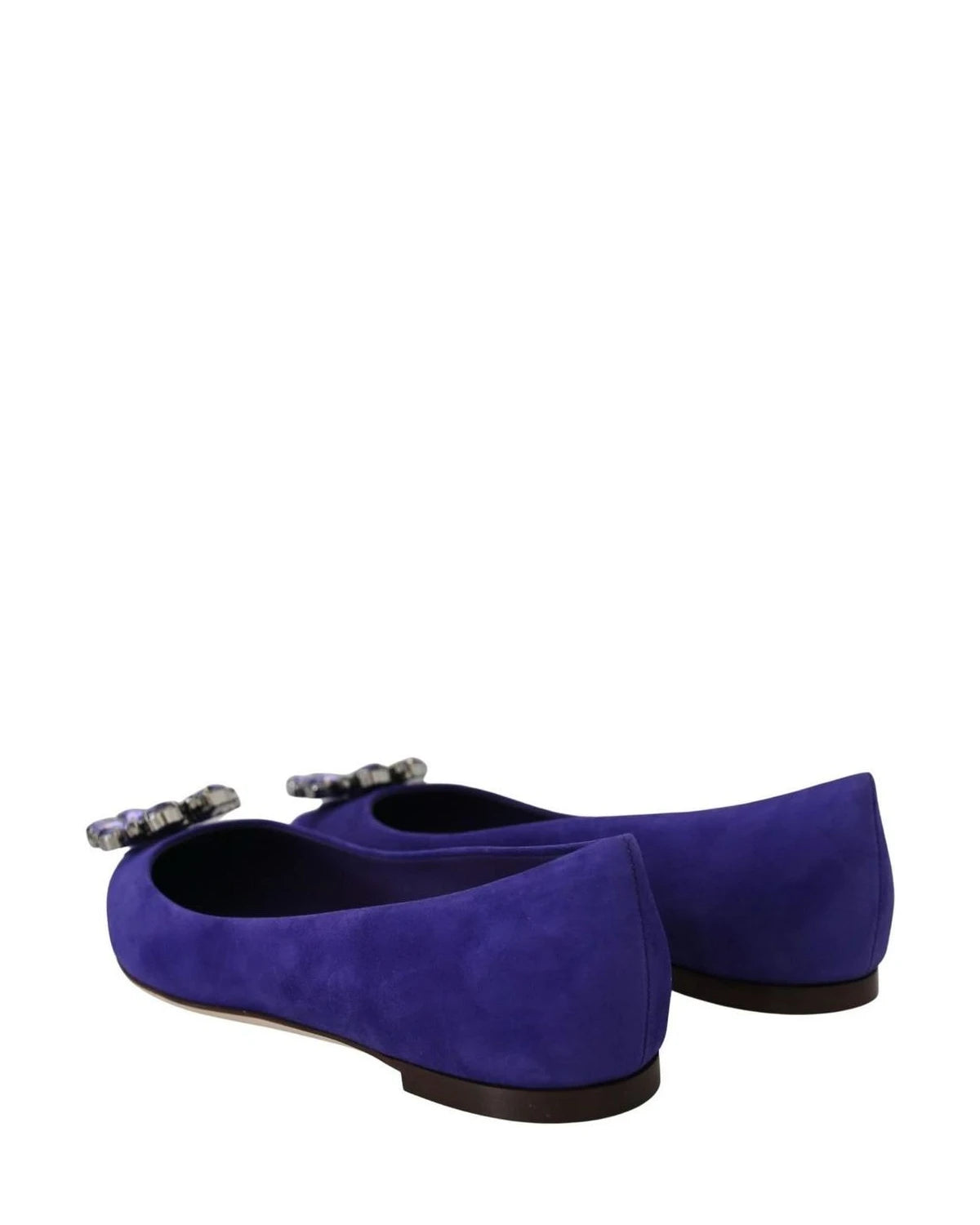 Dolce & Gabbana Purple Suede Crystals Loafers Flats