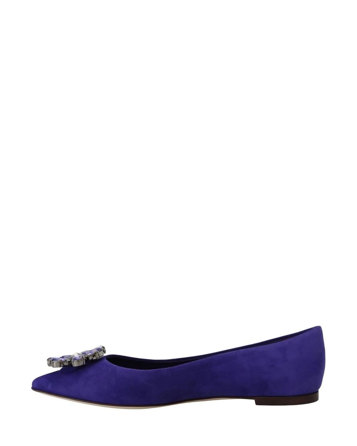 Dolce & Gabbana Purple Suede Crystals Loafers Flats