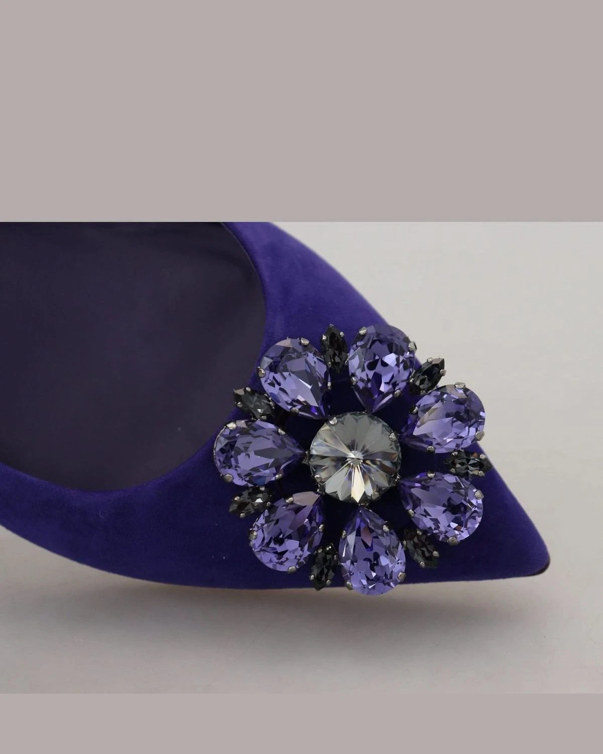 Dolce & Gabbana Purple Suede Crystals Loafers Flats