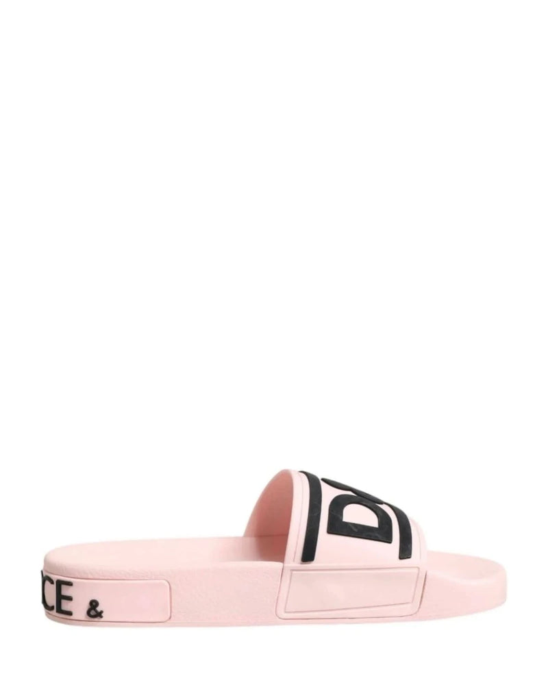 Dolce & Gabbana Pink Rubber Slides Sandals Beachwear Shoes Sandals