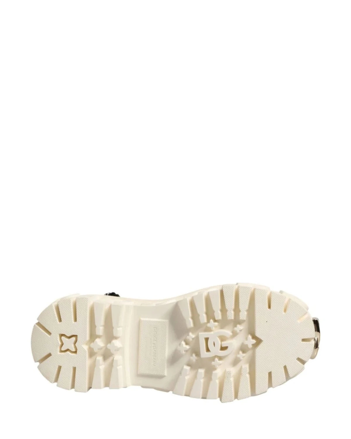 Dolce & Gabbana White Leather Rubber Logo Ankle Boots Shoes Boots
